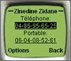 Fiche contact avec ses numéros de téléphone